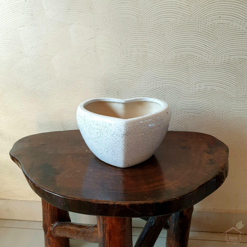 White Heart Ceramic Pots-Pots-Root Bridges