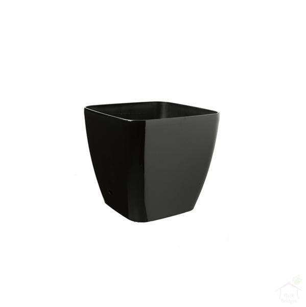 Pots Black 6.7" Siena Square Plastic Planter