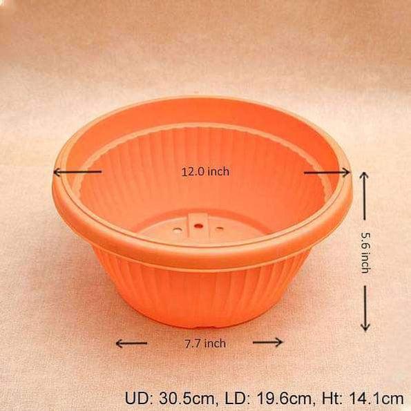 12" Orange Bello Bowl Plastic Pot-Pots-Root Bridges