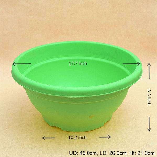 17.7" Green Bowl Round Plastic Pot-Pots-Root Bridges