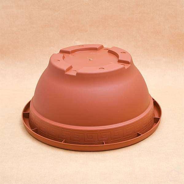 17.7" Brown Bowl Round Plastic Pot-Pots-Root Bridges