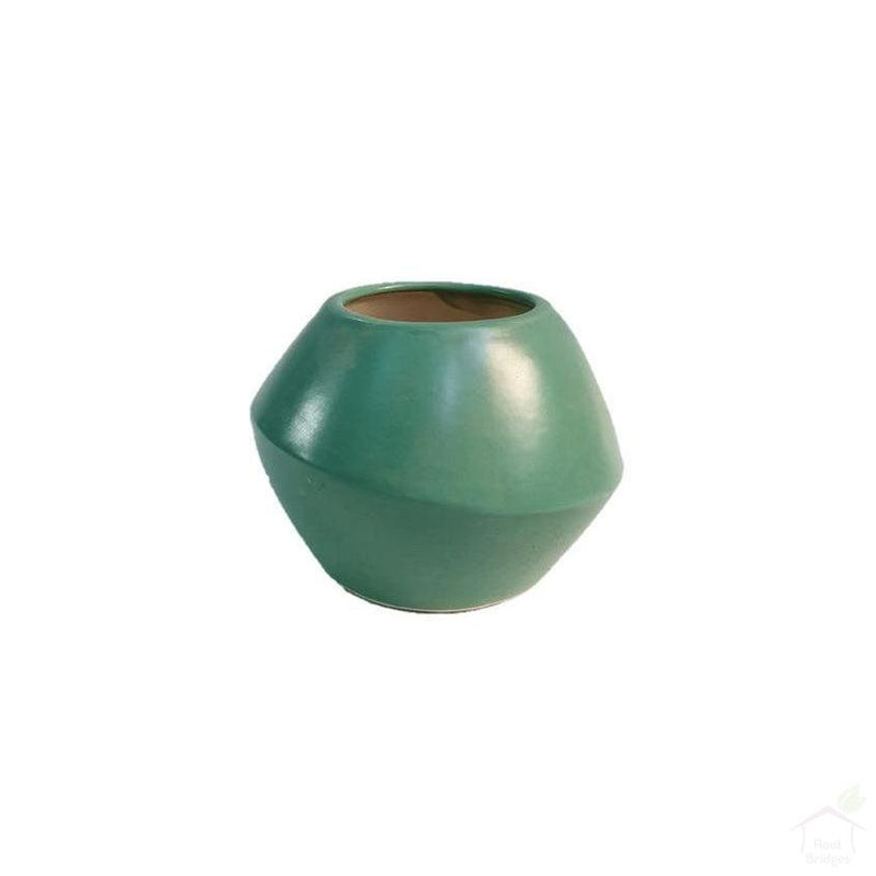 Pots Cyan 7" Round Prism Ceramic Pot
