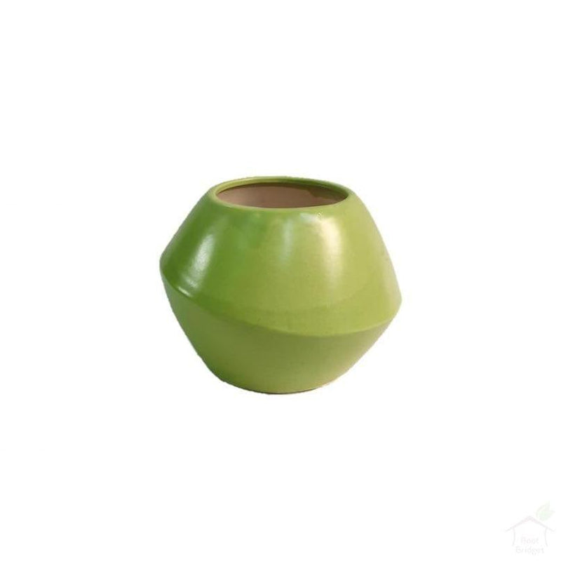 Pots Green 7" Round Prism Ceramic Pot