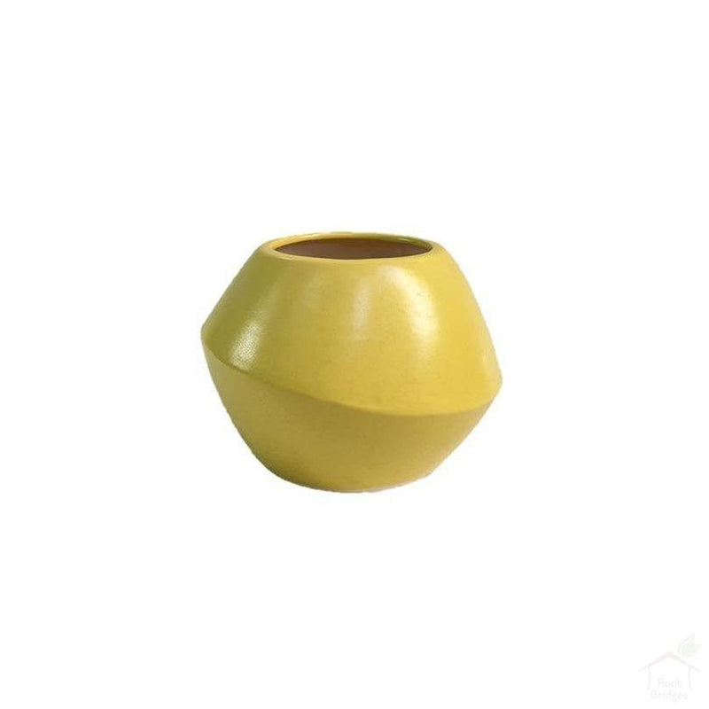 Pots Yellow 7" Round Prism Ceramic Pot