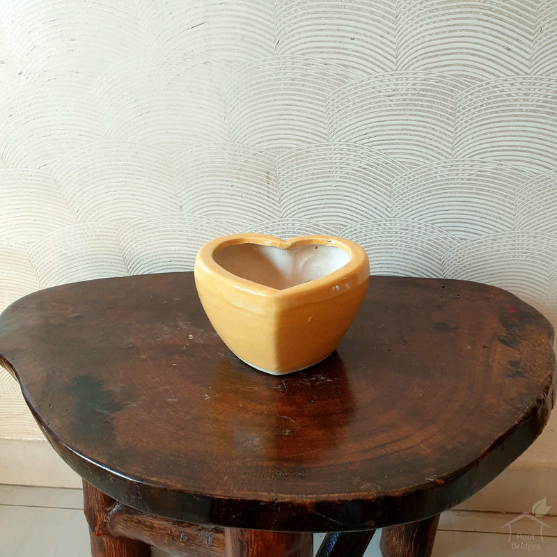 Yellow Heart Ceramic Pots-Pots-Root Bridges