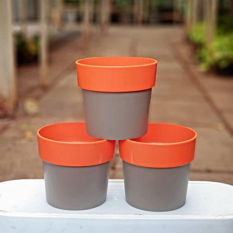 4" Arty Round Plastic Planter (Pack of 3)-Pots-Root Bridges