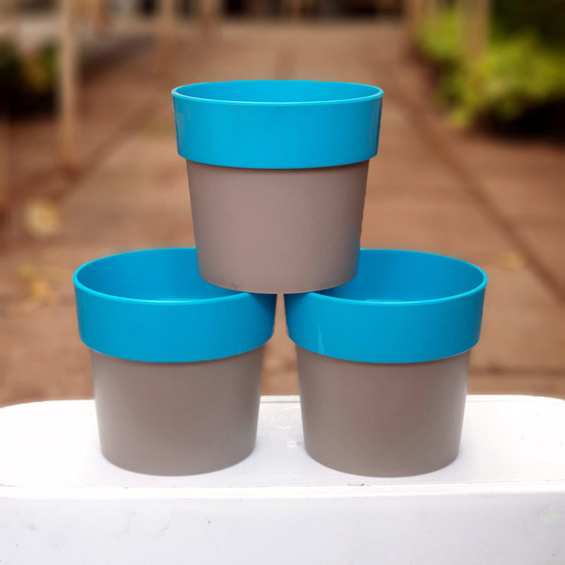 4" Arty Round Plastic Planter (Pack of 3)-Pots-Root Bridges