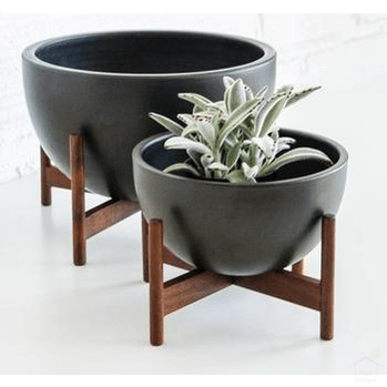 Pots 9"-11.8" Echoing Eternity (Broad) Ceramic Pots with Optional Wooden Stands