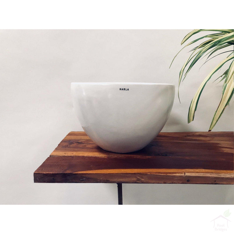 Pots Large / White / No 9"-11.8" Echoing Eternity (Broad) Ceramic Pots with Optional Wooden Stands