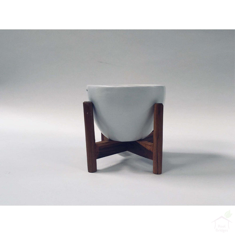 Pots Medium / White / Yes 9"-11.8" Echoing Eternity (Broad) Ceramic Pots with Optional Wooden Stands