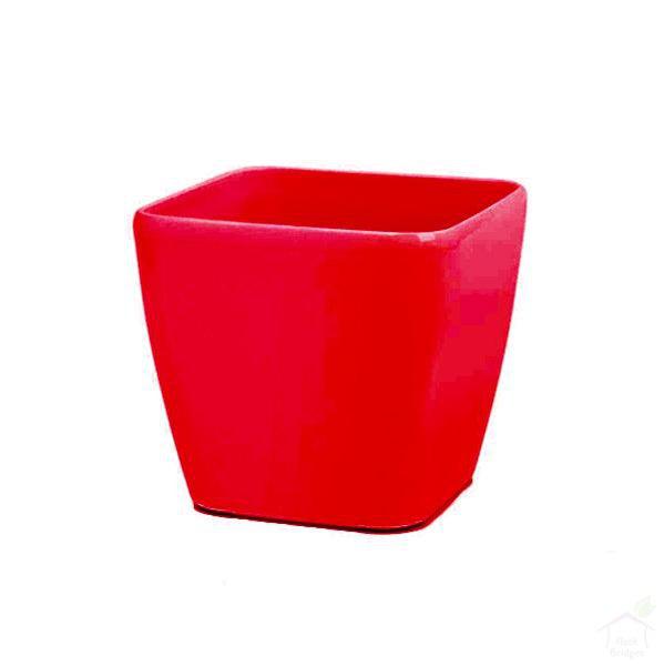 Pots Red 5.5" Siena Square Plastic Planter