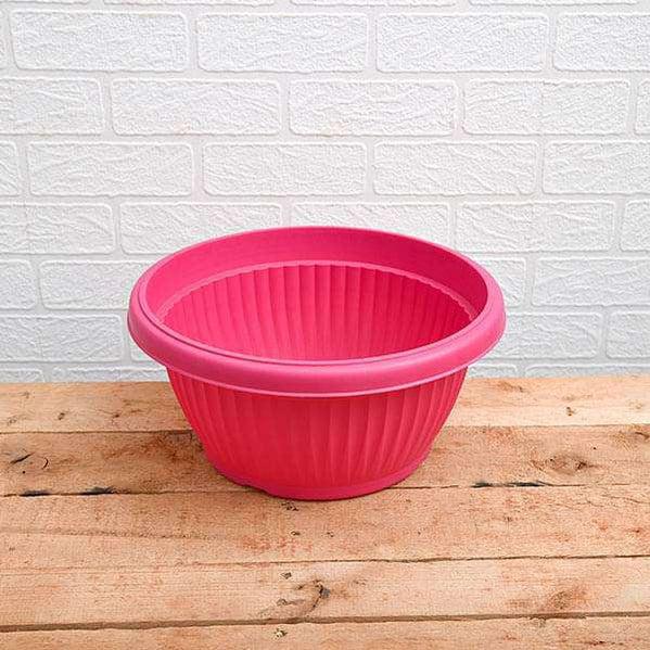 12" Pink Bello Bowl Plastic Pot-Pots-Root Bridges