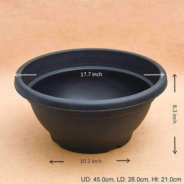 17.7" Black Bowl Round Plastic Pot-Pots-Root Bridges