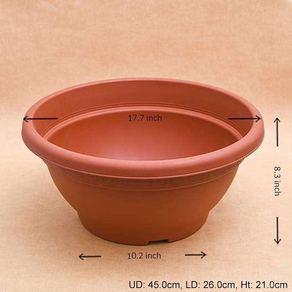 17.7" Brown Bowl Round Plastic Pot-Pots-Root Bridges