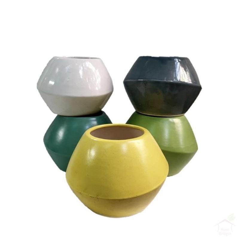 Pots 7" Round Prism Ceramic Pot