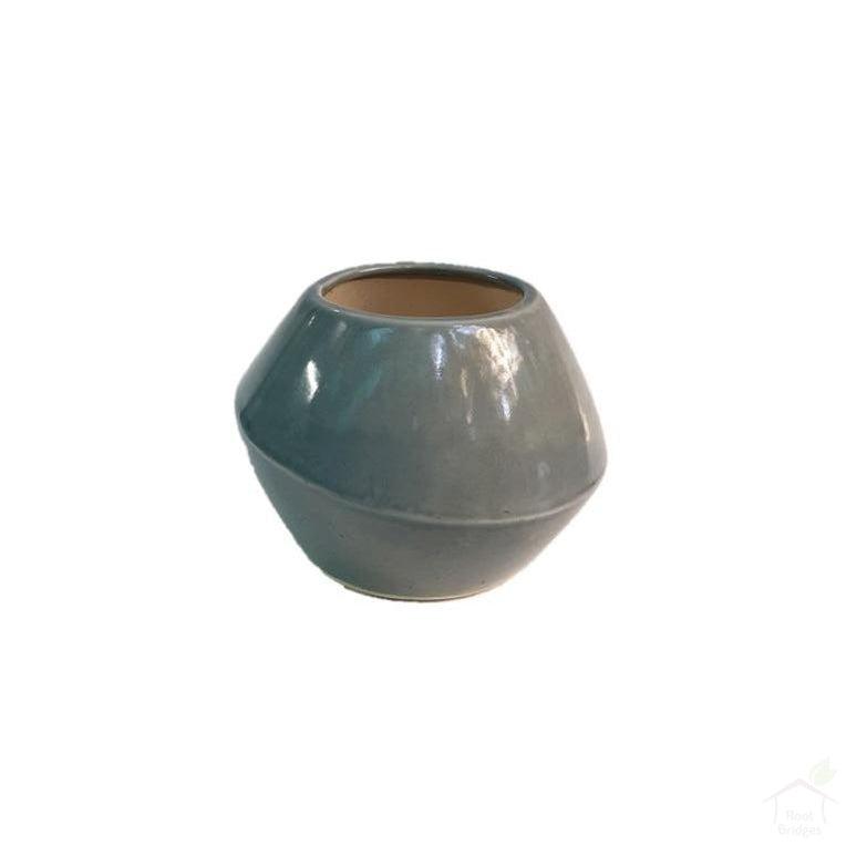Pots Grey 7" Round Prism Ceramic Pot