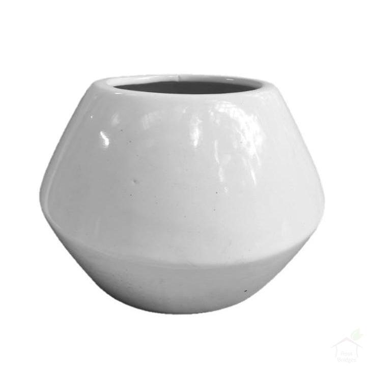 Pots White 7" Round Prism Ceramic Pot