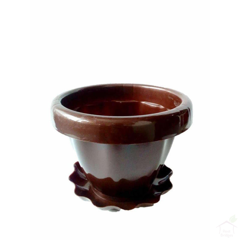 Pots Brown Flower Vase with Plate Plant Container
