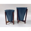 Pots 9.8"-11" Love Bite Tall Ceramic Pots with Wooden Stands