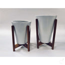Pots 9.8"-11" Love Bite Tall Ceramic Pots with Wooden Stands